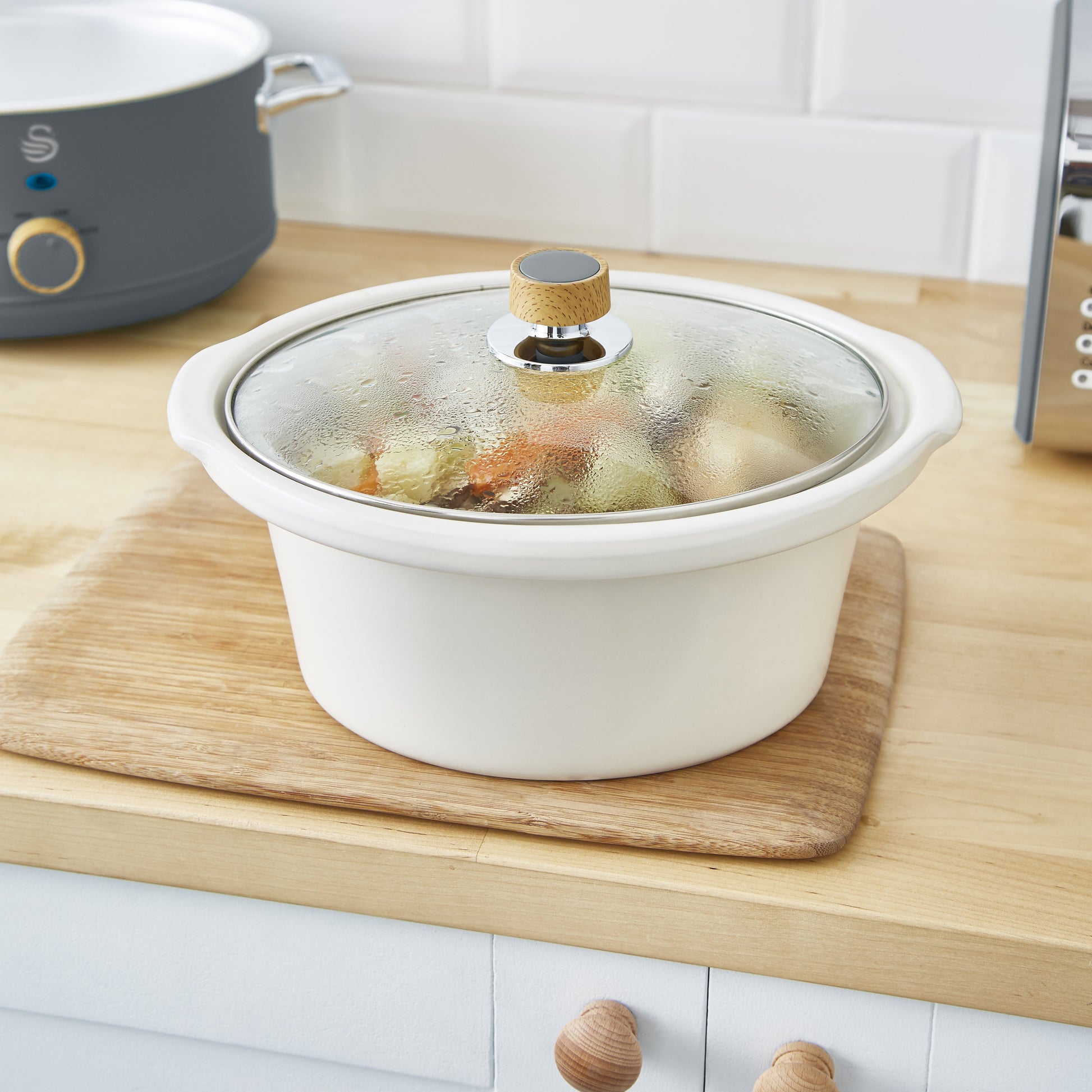Swan Slow Cooker 3.5L - Glass Lid Ceramic-Slow Cookers-DECOROLALA