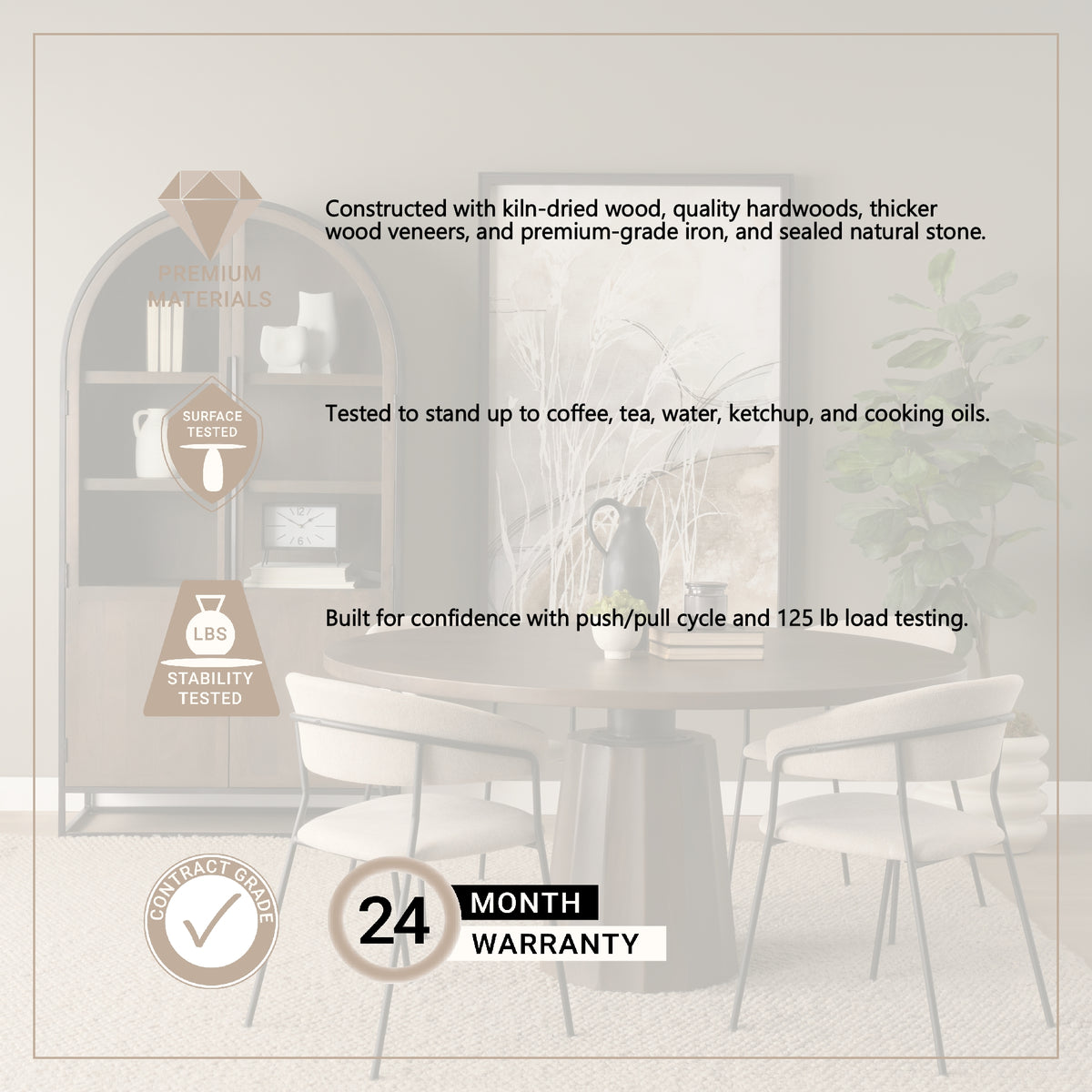 Swanson 60" Round Pedestal Dining Table | Wood | Seats 6-Dining Tables-DECOROLALA