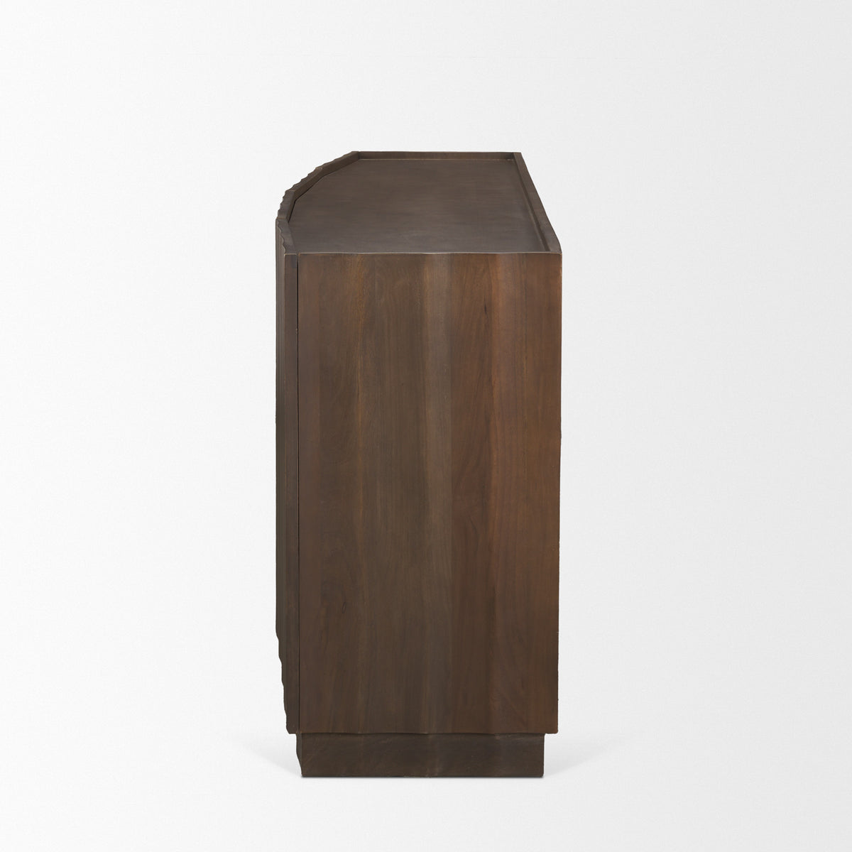Swanson Dark Brown Wooden Scalloped Sideboard-Sideboards & Buffets-DECOROLALA