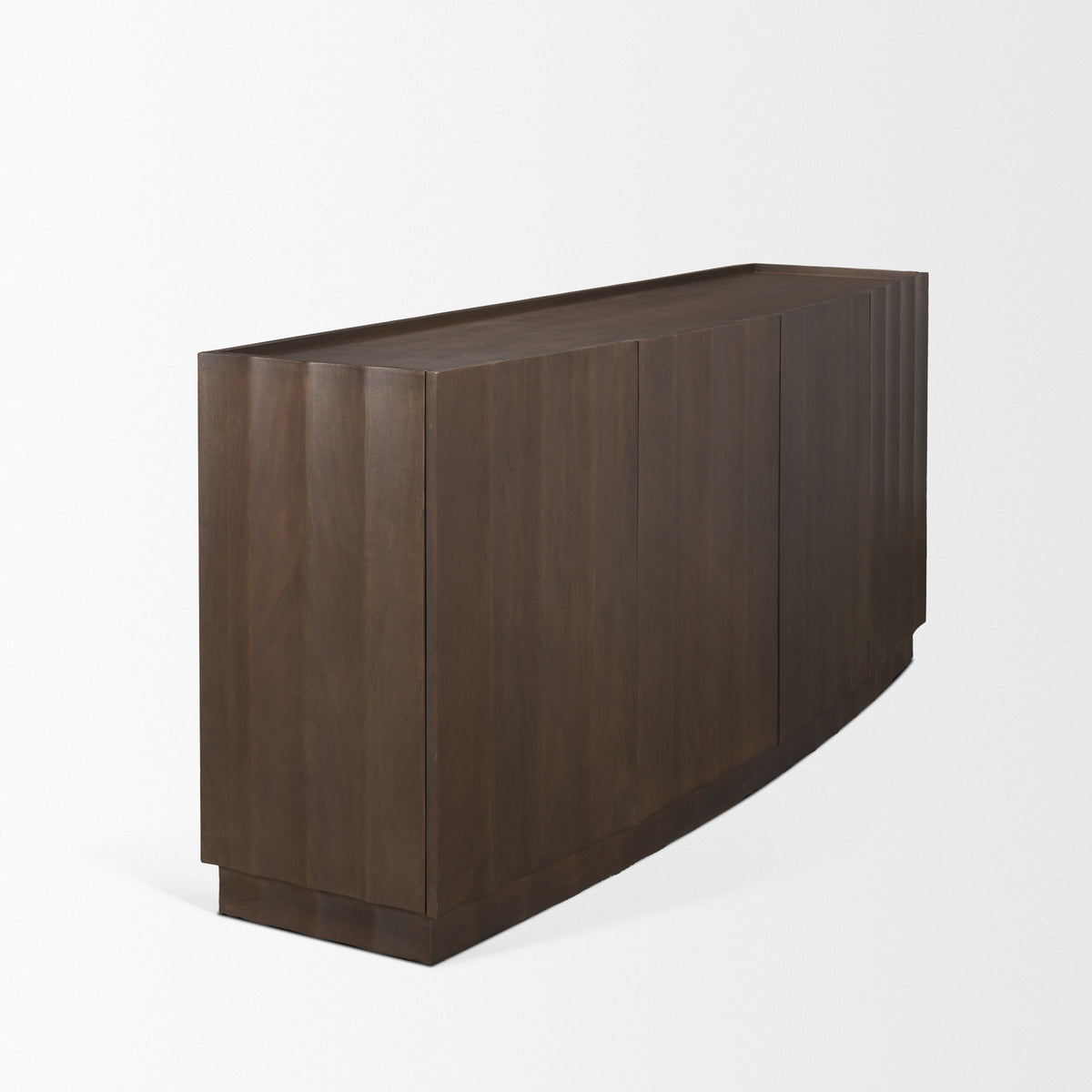 Swanson Dark Brown Wooden Scalloped Sideboard-Sideboards & Buffets-DECOROLALA