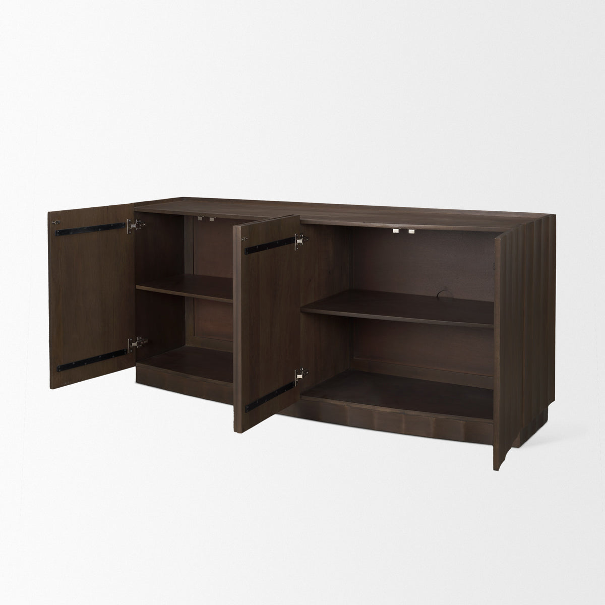 Swanson Dark Brown Wooden Scalloped Sideboard-Sideboards & Buffets-DECOROLALA