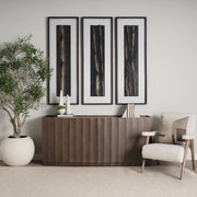 Swanson Dark Brown Wooden Scalloped Sideboard-Sideboards & Buffets-DECOROLALA