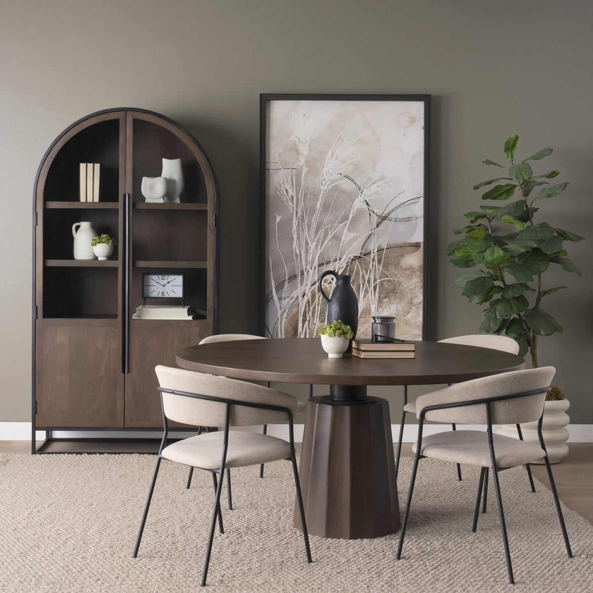 Swanson Round Wood Pedestal Dining Table - Seats 6-Dining Tables-DECOROLALA