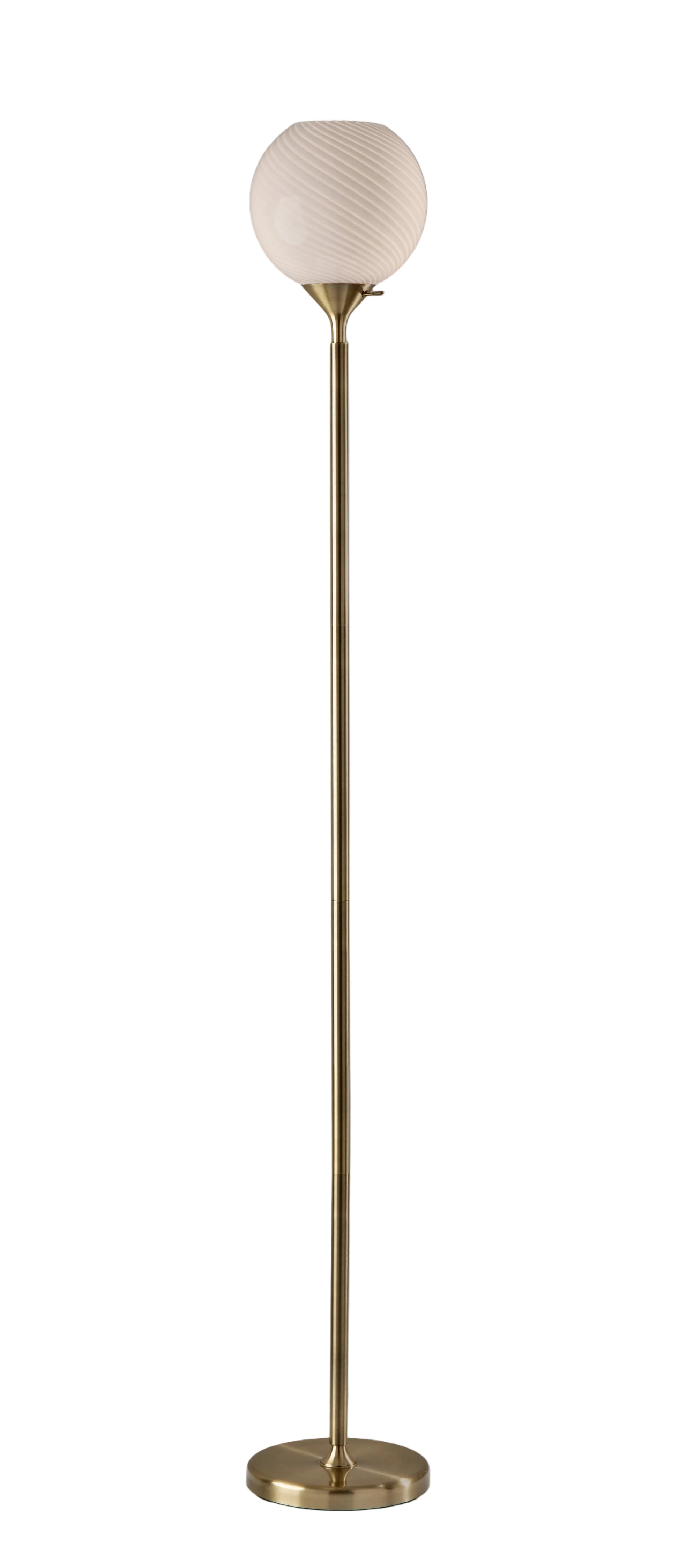 Swirl Floor Lamp - Opal Glass 58.75" Brass-Lighting-DECOROLALA