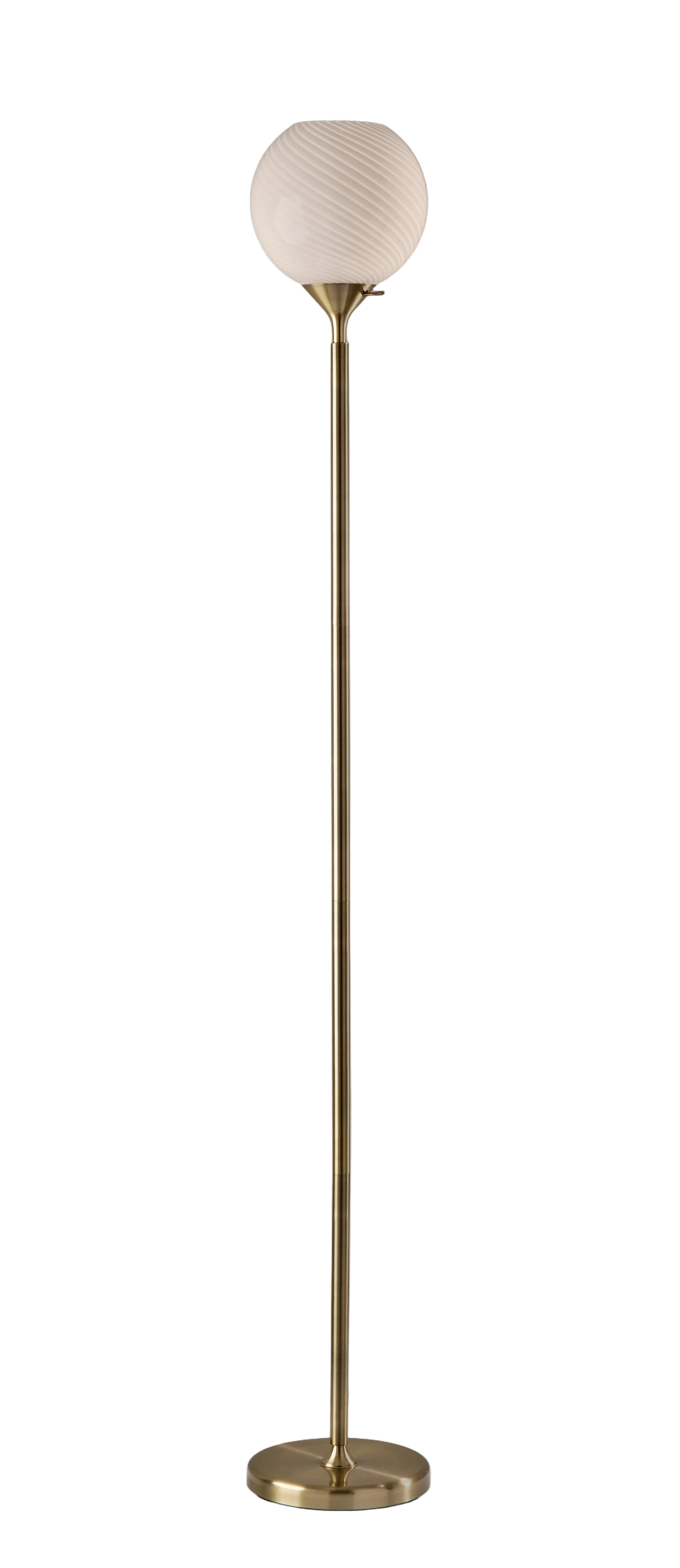 Swirl Floor Lamp - Opal Glass 58.75" Brass-Lighting-DECOROLALA