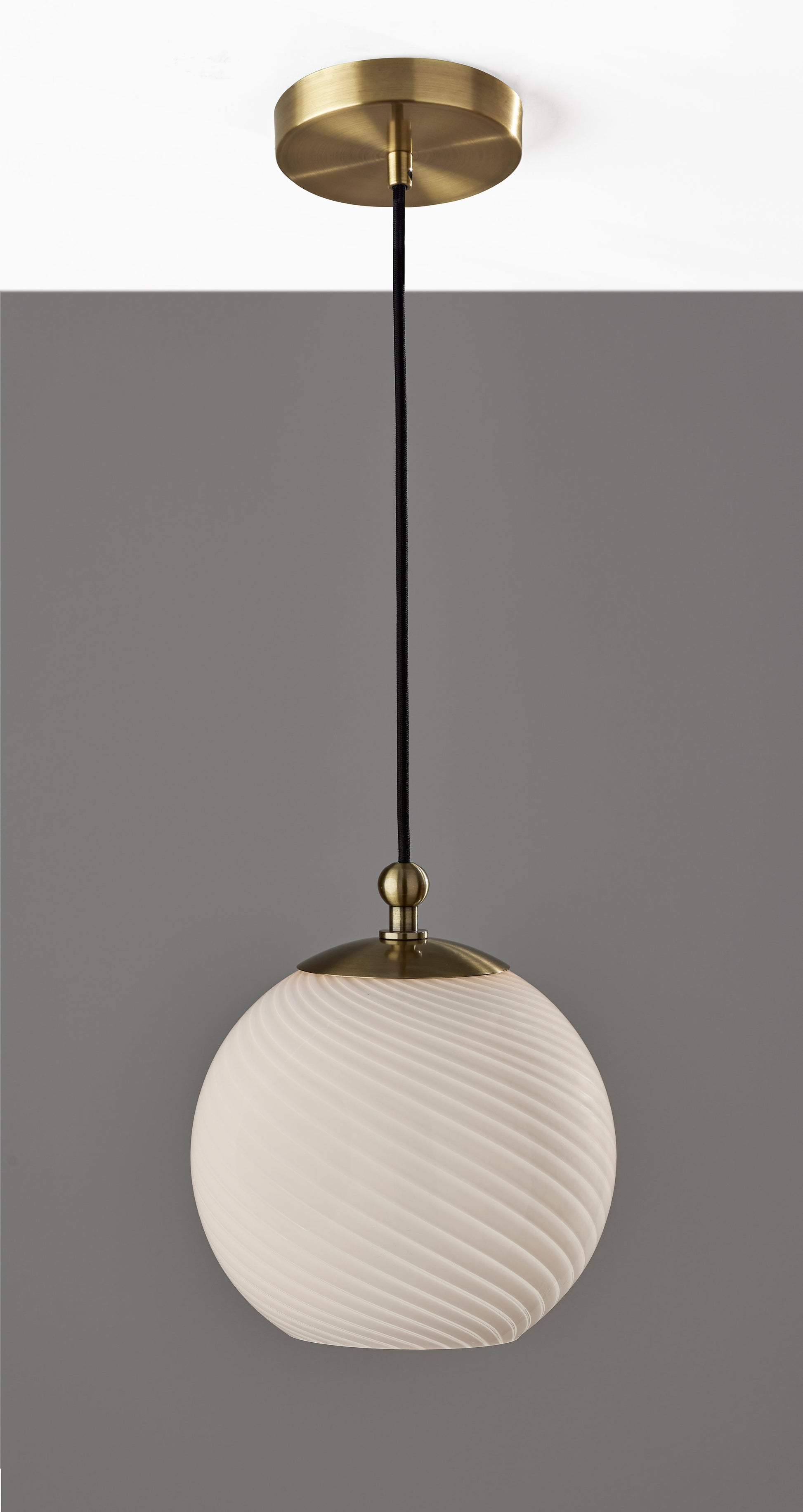 Swirl Flush Mount 9.5" Opal Glass Antique Brass-Lighting-DECOROLALA