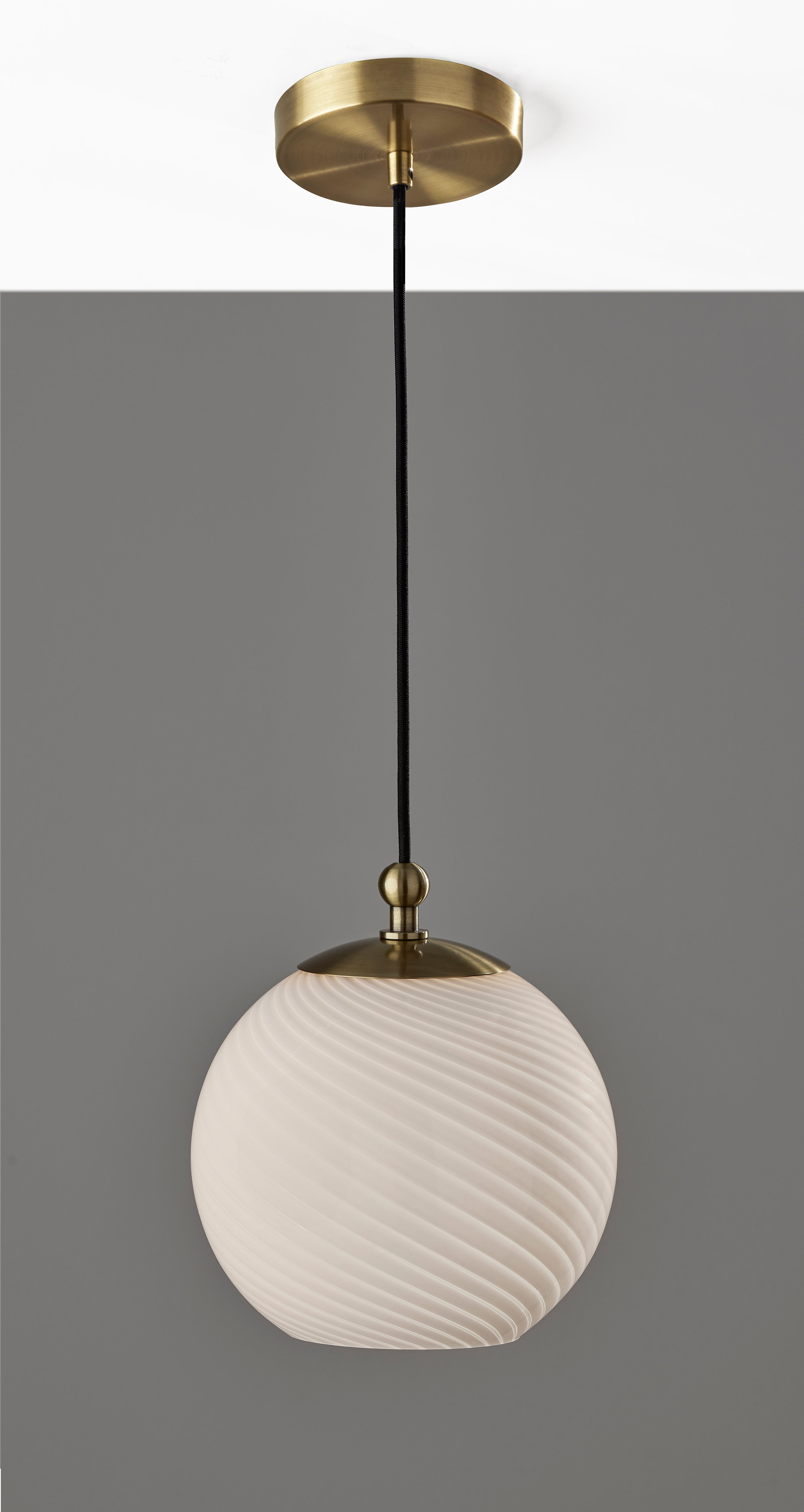Swirl Flush Mount 9.5" Opal Glass Antique Brass-Lighting-DECOROLALA