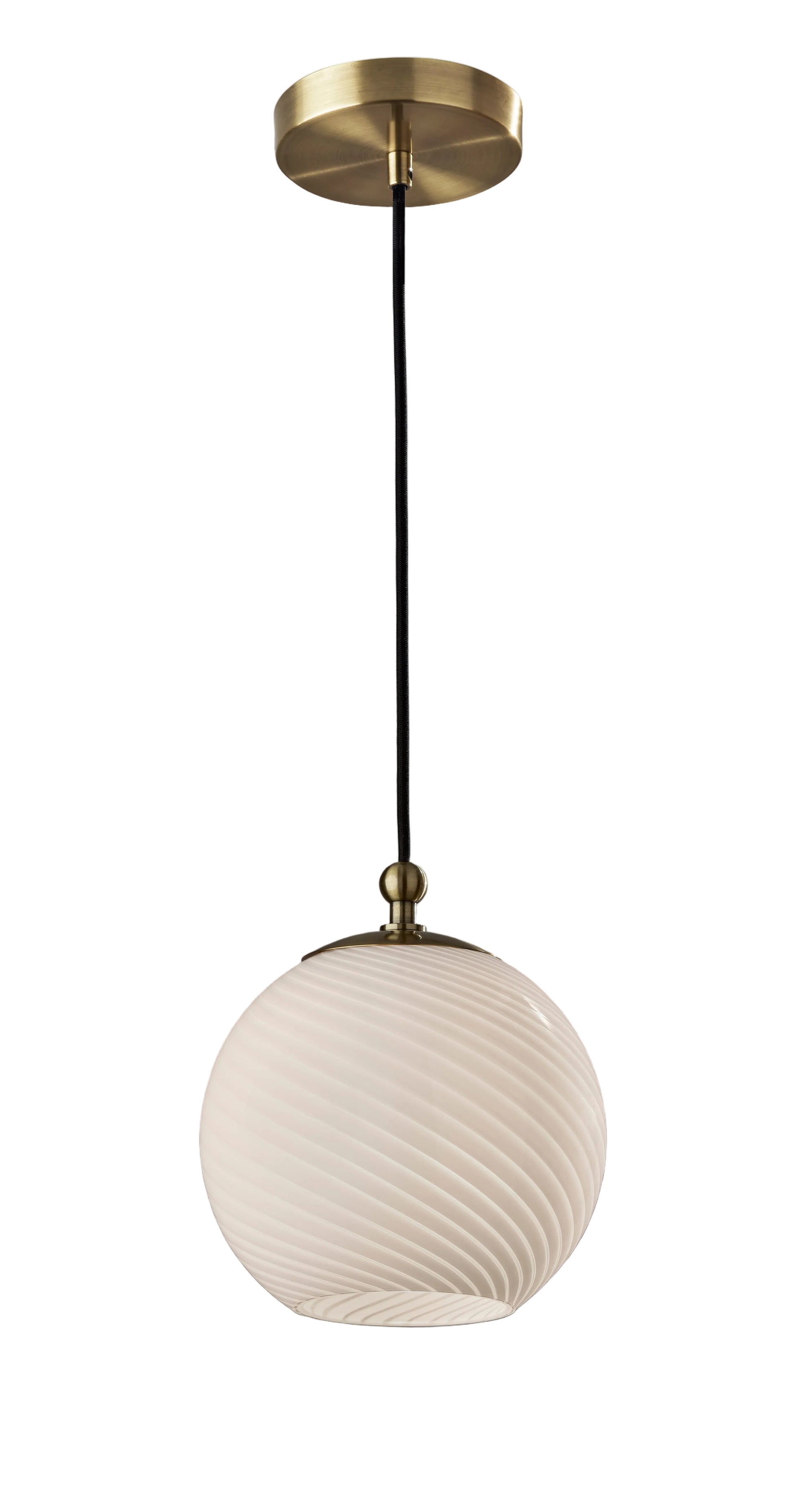 Swirl Flush Mount 9.5" Opal Glass Antique Brass-Lighting-DECOROLALA
