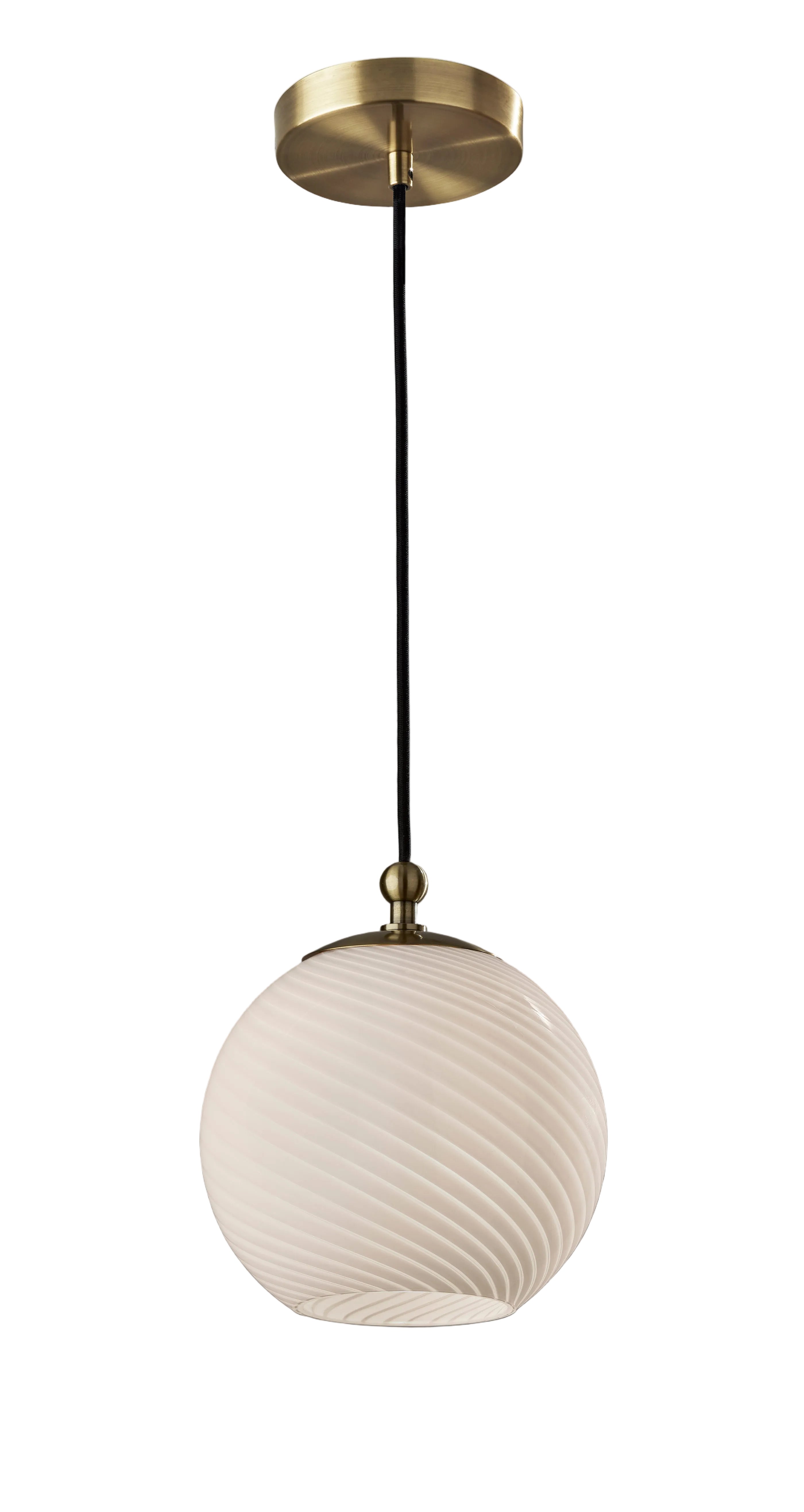 Swirl Flush Mount 9.5" Opal Glass Antique Brass-Lighting-DECOROLALA