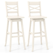 Swivel 30-Inch Bar Height Stool Set of 2 with Footrest-Cream White-Bar Stools-DECOROLALA