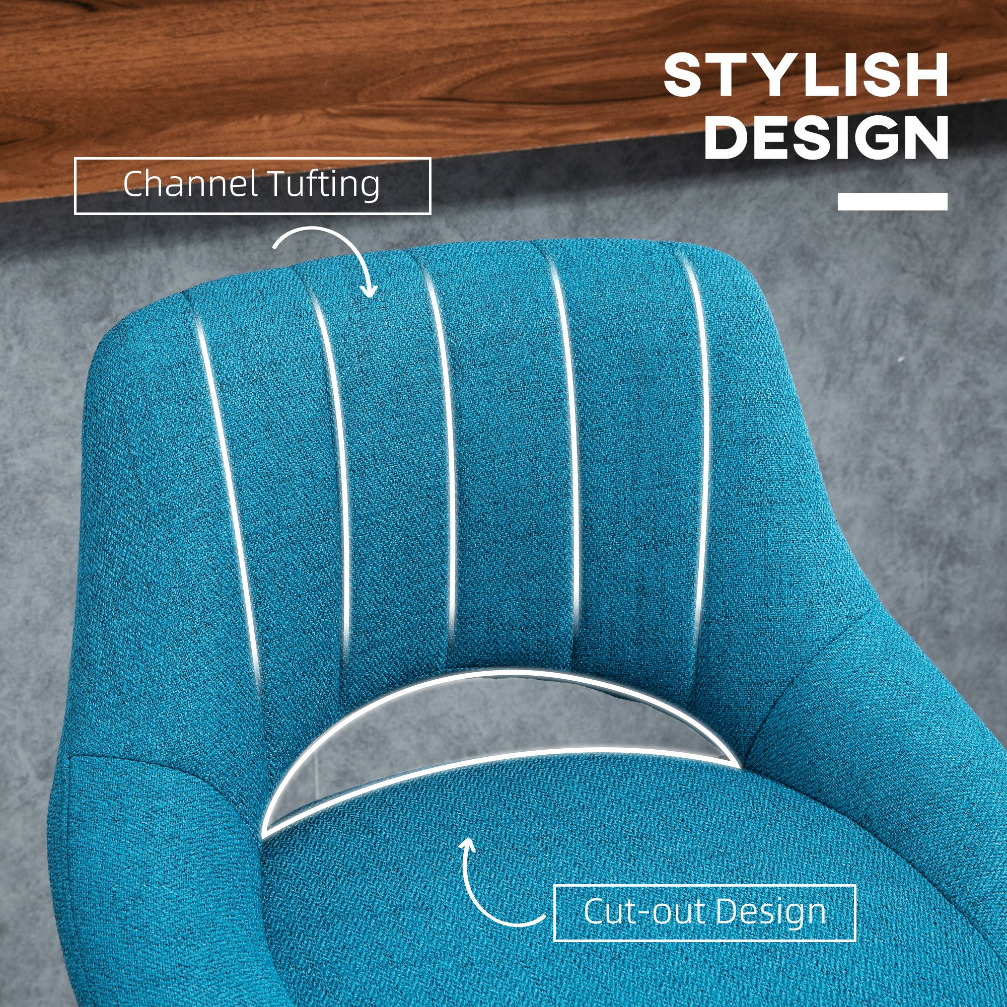 Swivel Bar Stools - Set of 2 Adjustable Blue Linen-Home Furnishings > Kitchen & Dining Furniture > Bar Stools-DECOROLALA
