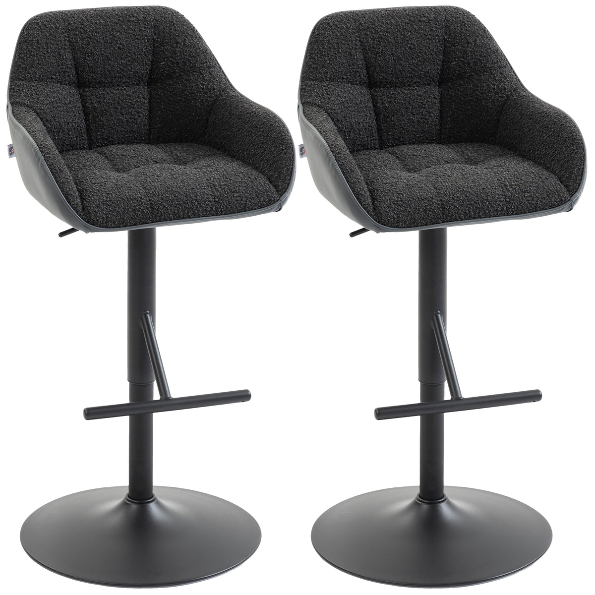 Swivel Bar Stools Set of 2 - Adjustable Height Black-Bar Stools-DECOROLALA