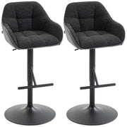 Swivel Bar Stools Set of 2 - Adjustable Height Black-DECOROLALA