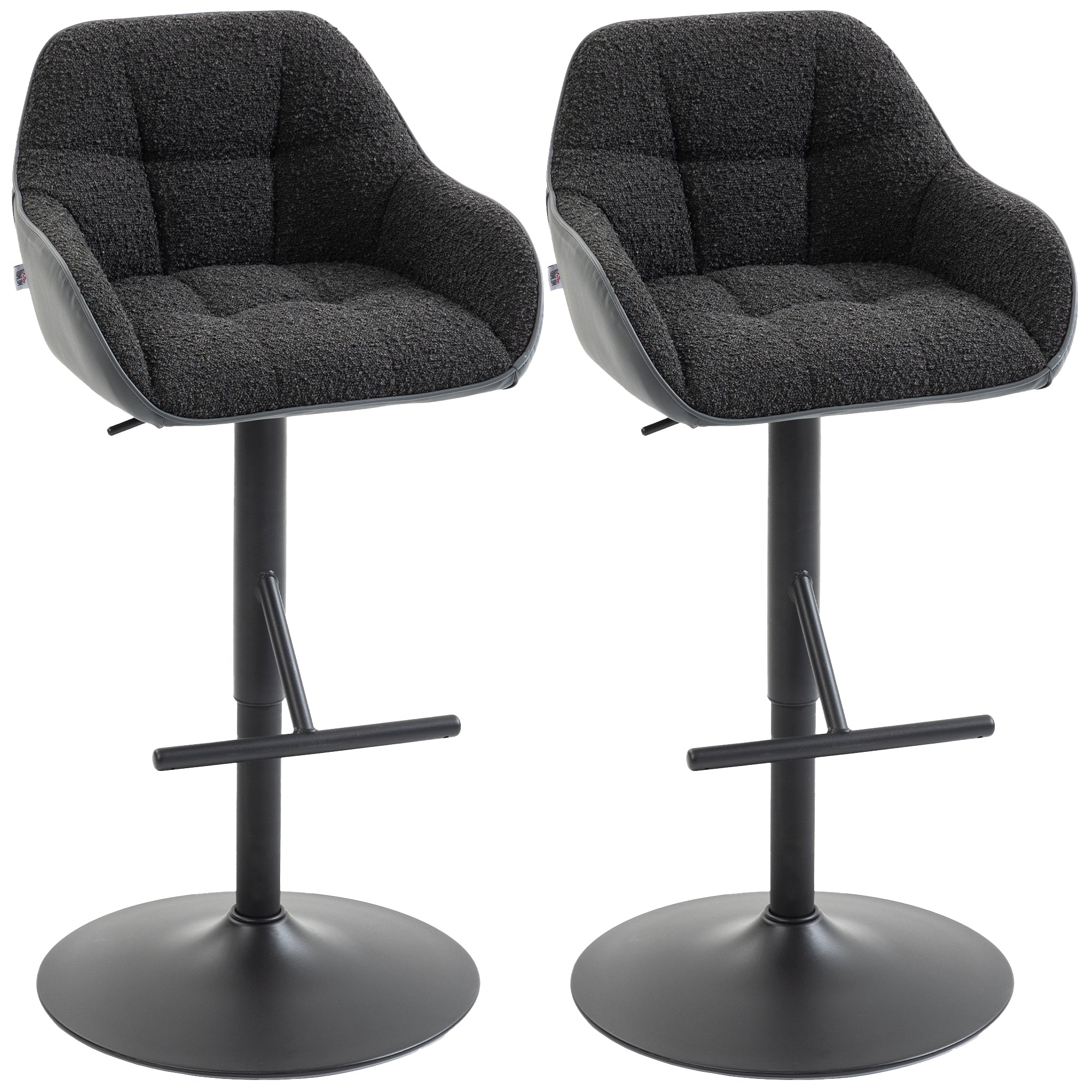 Swivel Bar Stools Set of 2 - Adjustable Height Black-DECOROLALA