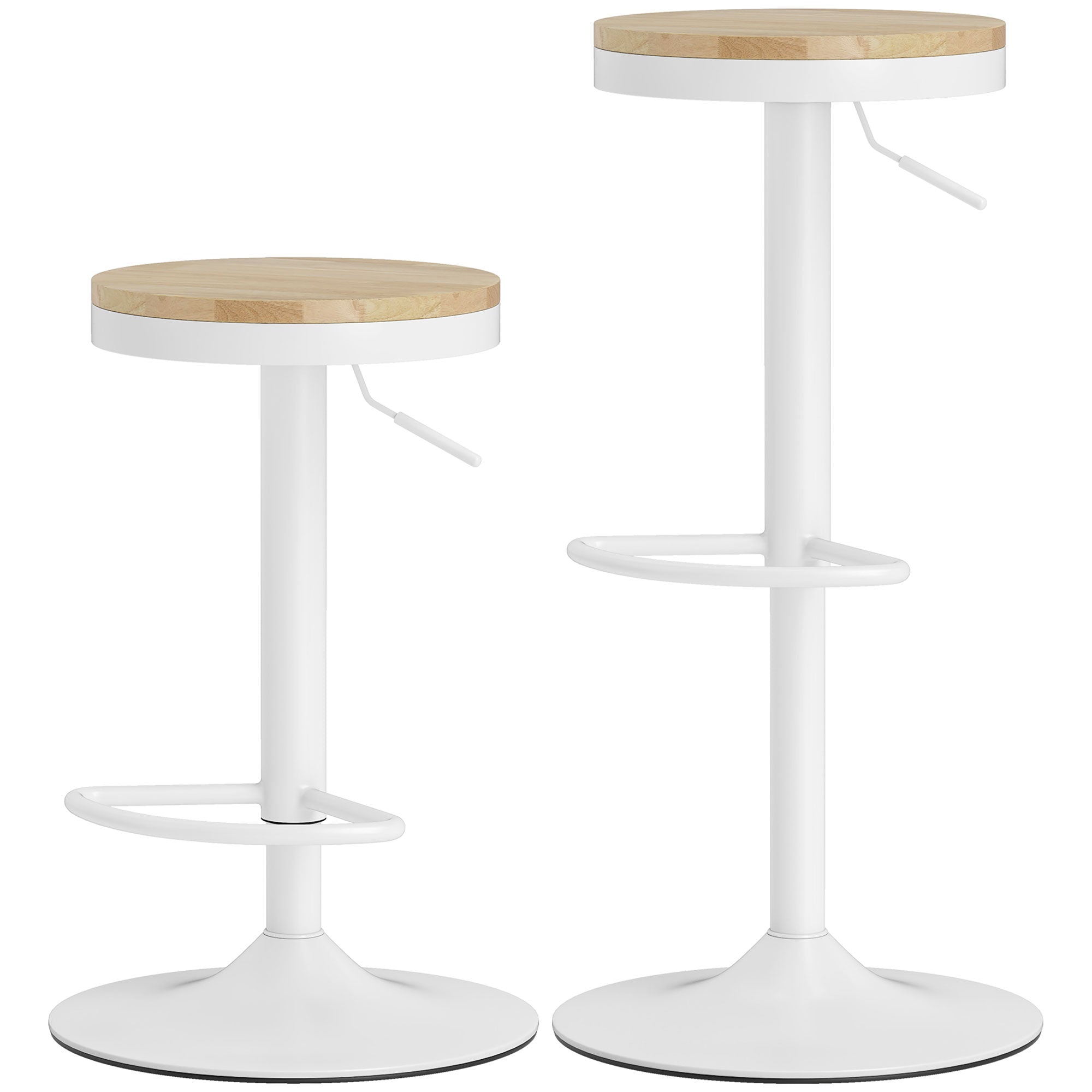 Swivel Bar Stools Set of 2 - Adjustable Wood and White-Home Furnishings > Kitchen & Dining Furniture > Bar Stools-DECOROLALA