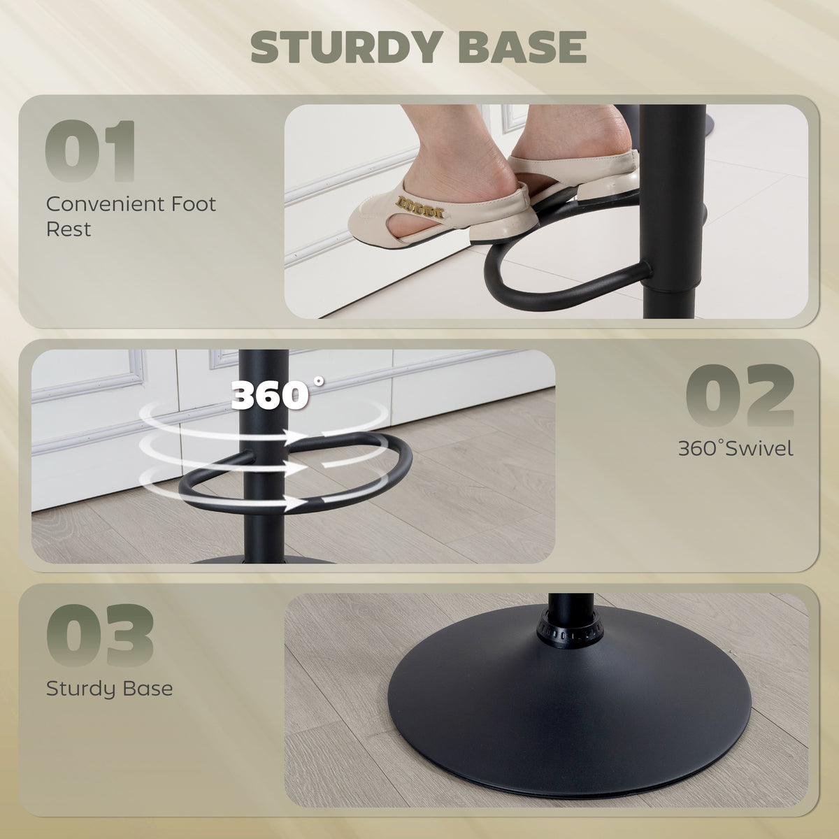 Swivel Bar Stools Set of 2 - Black Adjustable PU Leather-Home Furnishings > Kitchen & Dining Furniture > Bar Stools-DECOROLALA