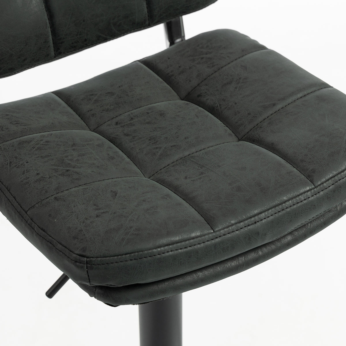 Swivel Bar Stools Set of 2 - Black Adjustable PU Leather-Home Furnishings > Kitchen & Dining Furniture > Bar Stools-DECOROLALA