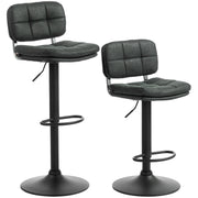 Swivel Bar Stools Set of 2 - Black Adjustable PU Leather-Home Furnishings > Kitchen & Dining Furniture > Bar Stools-DECOROLALA