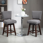 Swivel Bar Stools Set of 2 - Dark Grey Counter Height with Wood Legs and Footrests-DECOROLALA
