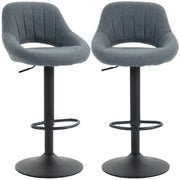 Swivel Bar Stools Set of 2 - Dark Grey Linen Adjustable-Home Furnishings > Kitchen & Dining Furniture > Bar Stools-DECOROLALA