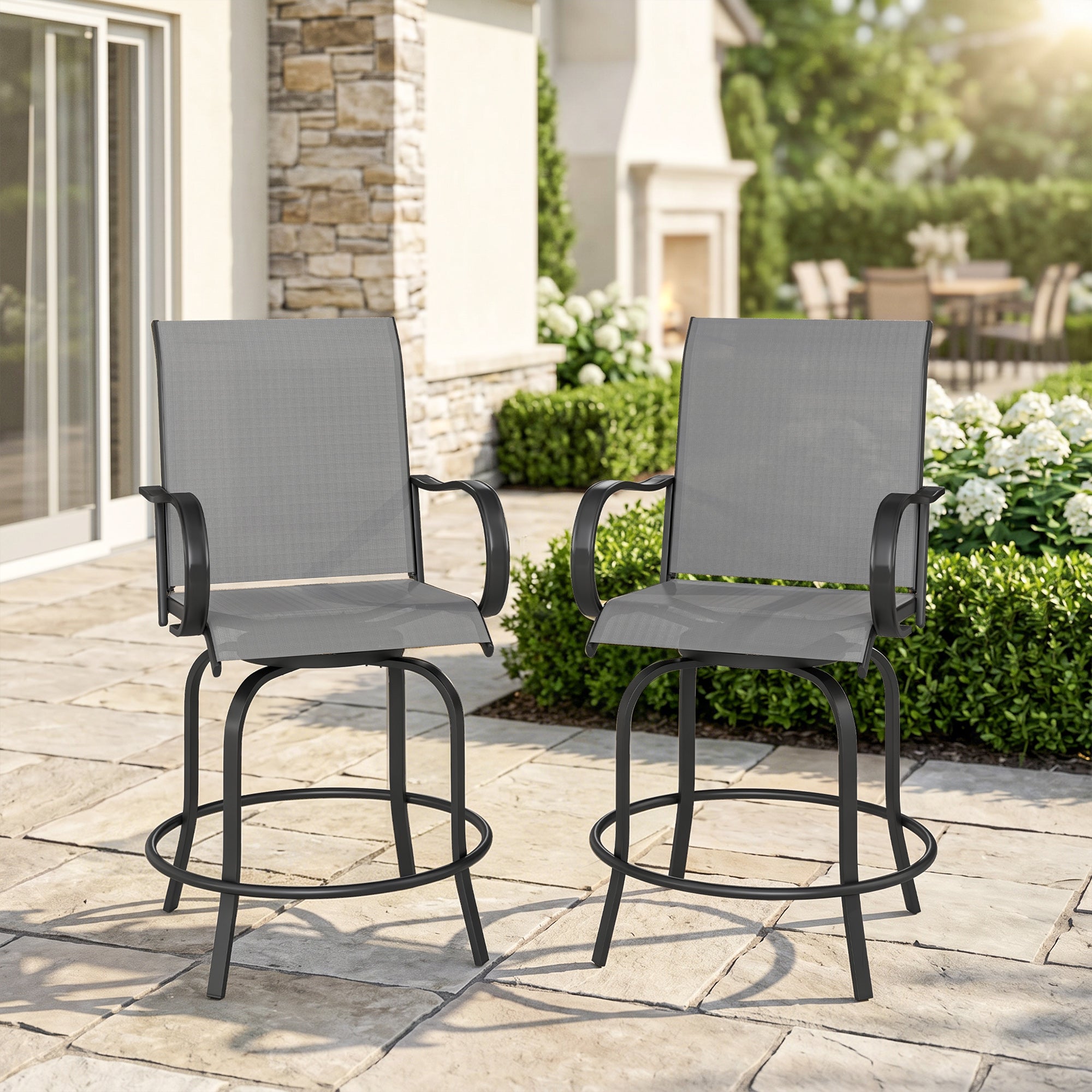 Swivel Bar Stools Set of 2 - Grey 27.6"H-DECOROLALA