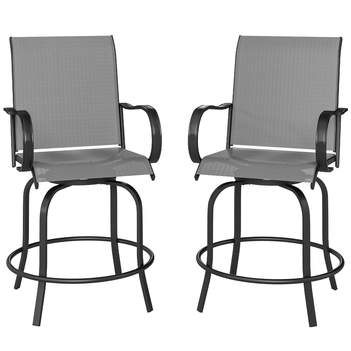 Swivel Bar Stools Set of 2 - Grey 27.6"H-Bar Stools-DECOROLALA