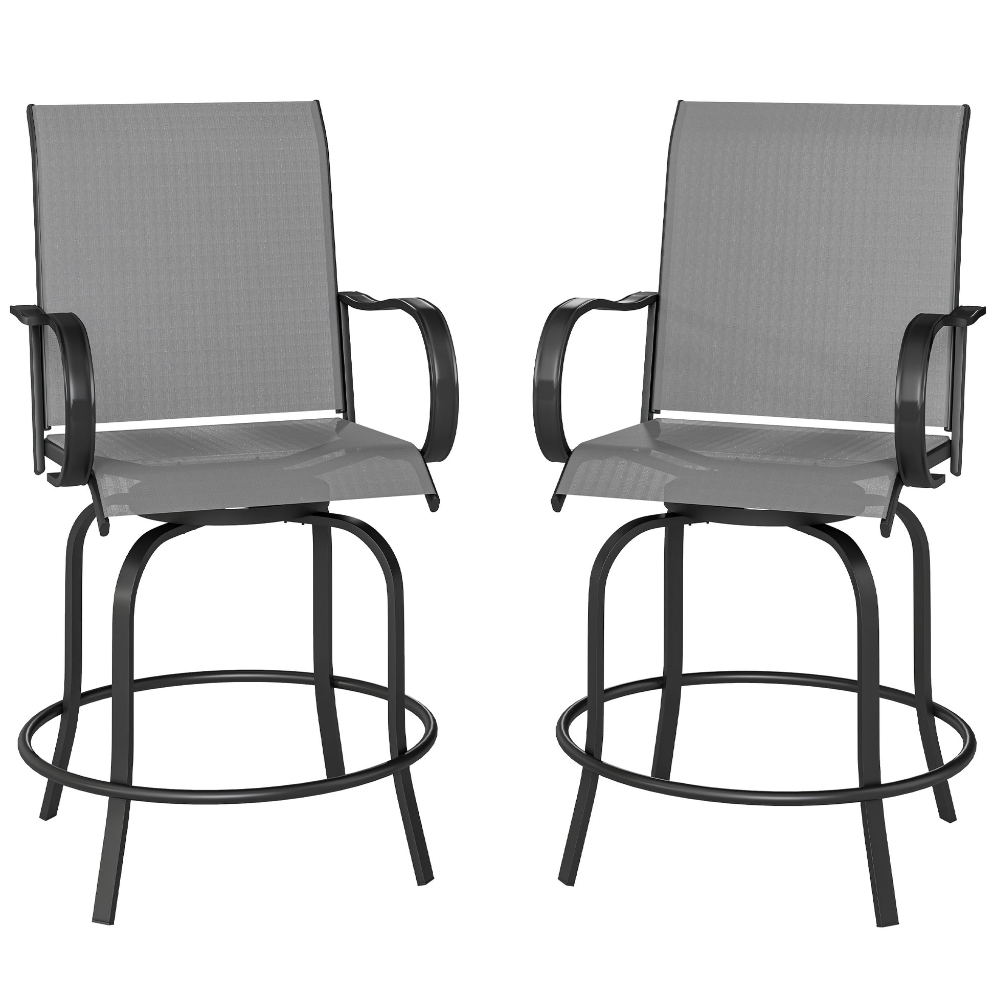 Swivel Bar Stools Set of 2 - Grey 27.6"H-DECOROLALA