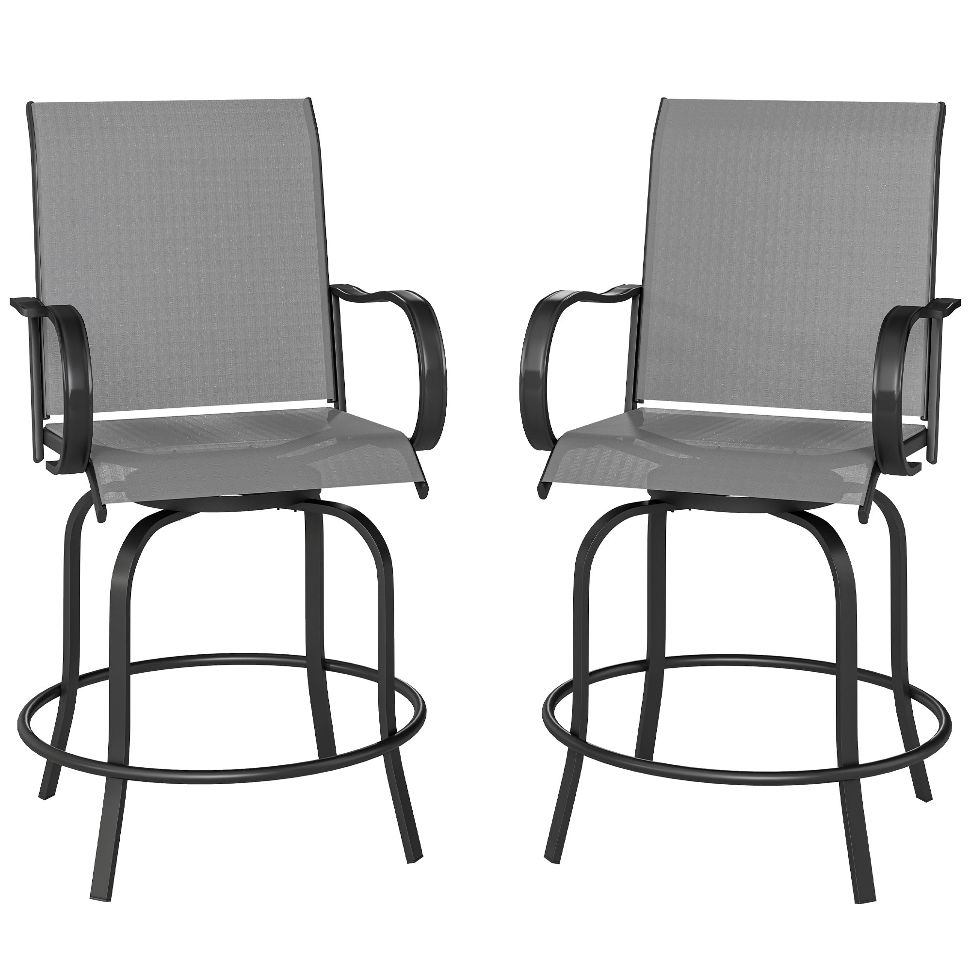 Swivel Bar Stools Set of 2 - Grey 27.6"H-DECOROLALA