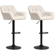 Swivel Barstools Set of 2 - Adjustable Cream White PU Leather-Home Furnishings > Kitchen & Dining Furniture > Bar Stools-DECOROLALA