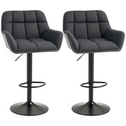 Swivel Barstools Set of 2 - Adjustable PU Leather Black/Grey-DECOROLALA