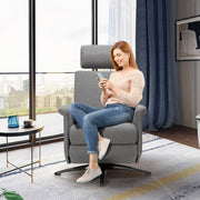 Swivel Massage Recliner Single Sofa with Adjustable Headrest-Gray-Recliners-DECOROLALA