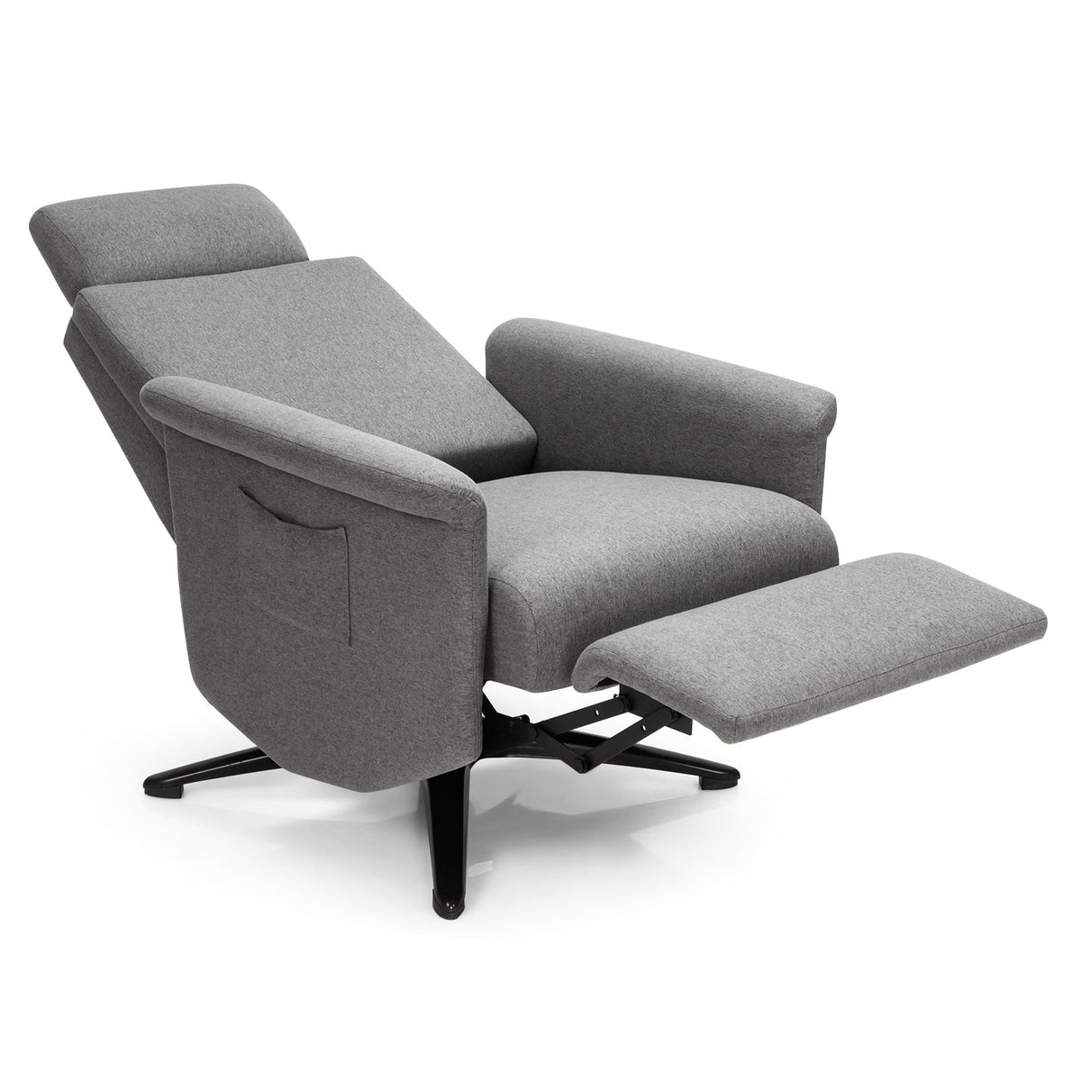 Swivel Massage Recliner Single Sofa with Adjustable Headrest-Gray-Recliners-DECOROLALA