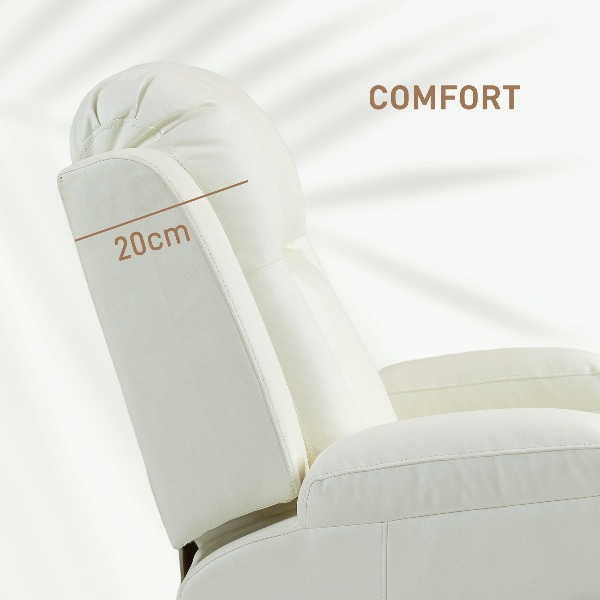 Swivel Massage Recliner Sofa, PU Leather, Cream White, 8 Massage Modes, Reclining-DECOROLALA