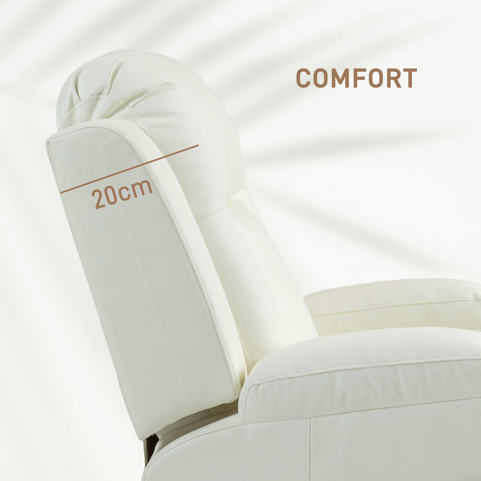 Swivel Massage Recliner Sofa, PU Leather, Cream White, 8 Massage Modes, Reclining-DECOROLALA