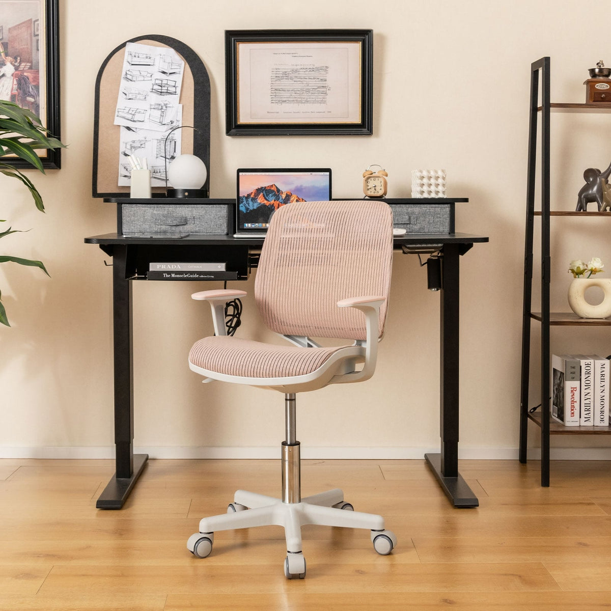 Swivel Mesh Children Computer Chair with Adjustable Height-Pink-Kids Chairs-DECOROLALA
