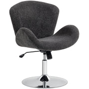 Swivel Office Chair - Dark Grey Velvet Wide Bucket Seat-Office Products > Office Furniture > Office Chairs > Task Chairs-DECOROLALA