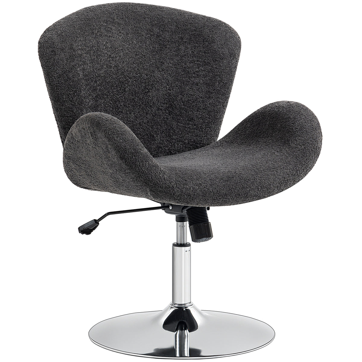 Swivel Office Chair - Dark Grey Velvet Wide Bucket Seat-Office Products > Office Furniture > Office Chairs > Task Chairs-DECOROLALA