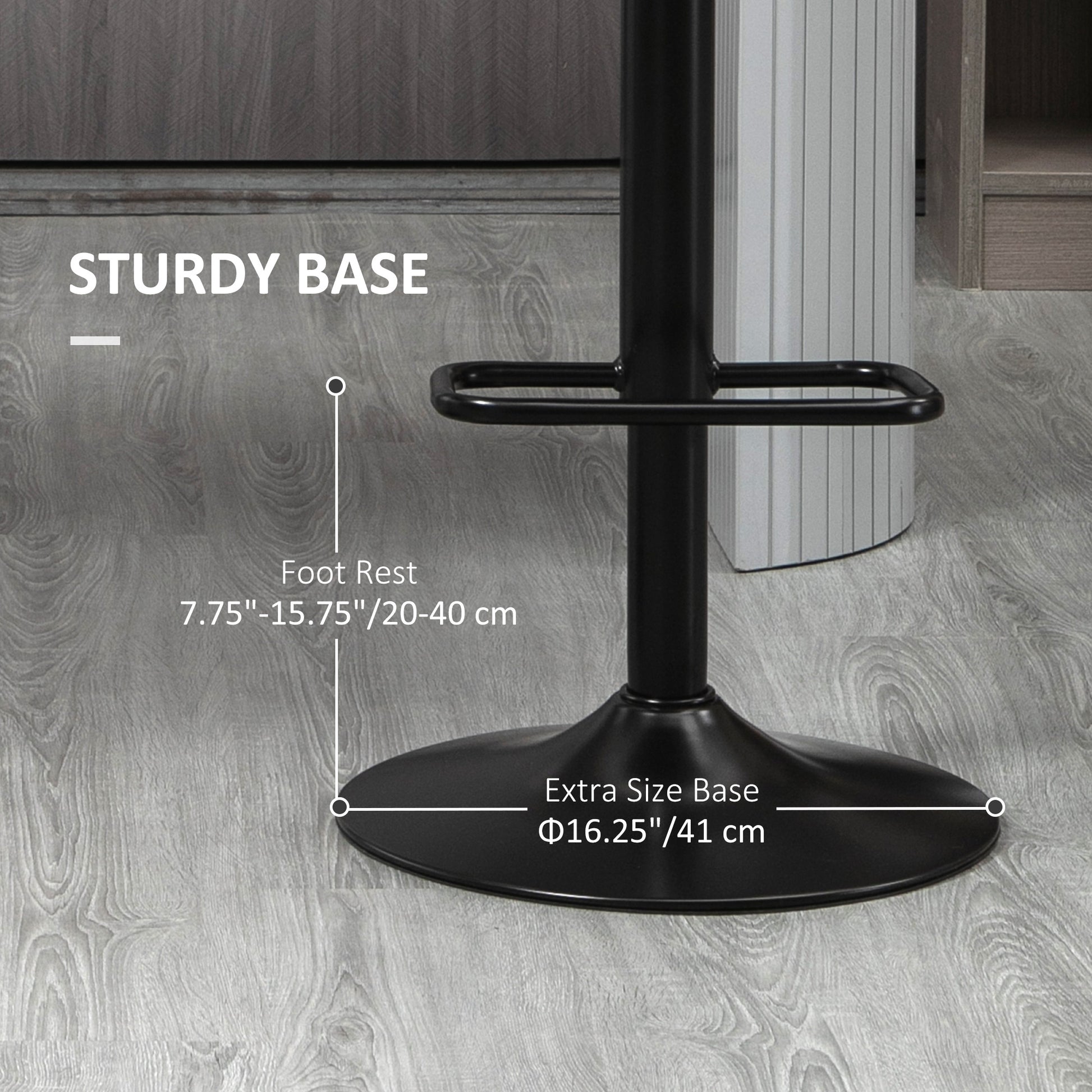 Swivel PU Leather Bar Stools - Set of 2 Adjustable Black-DECOROLALA
