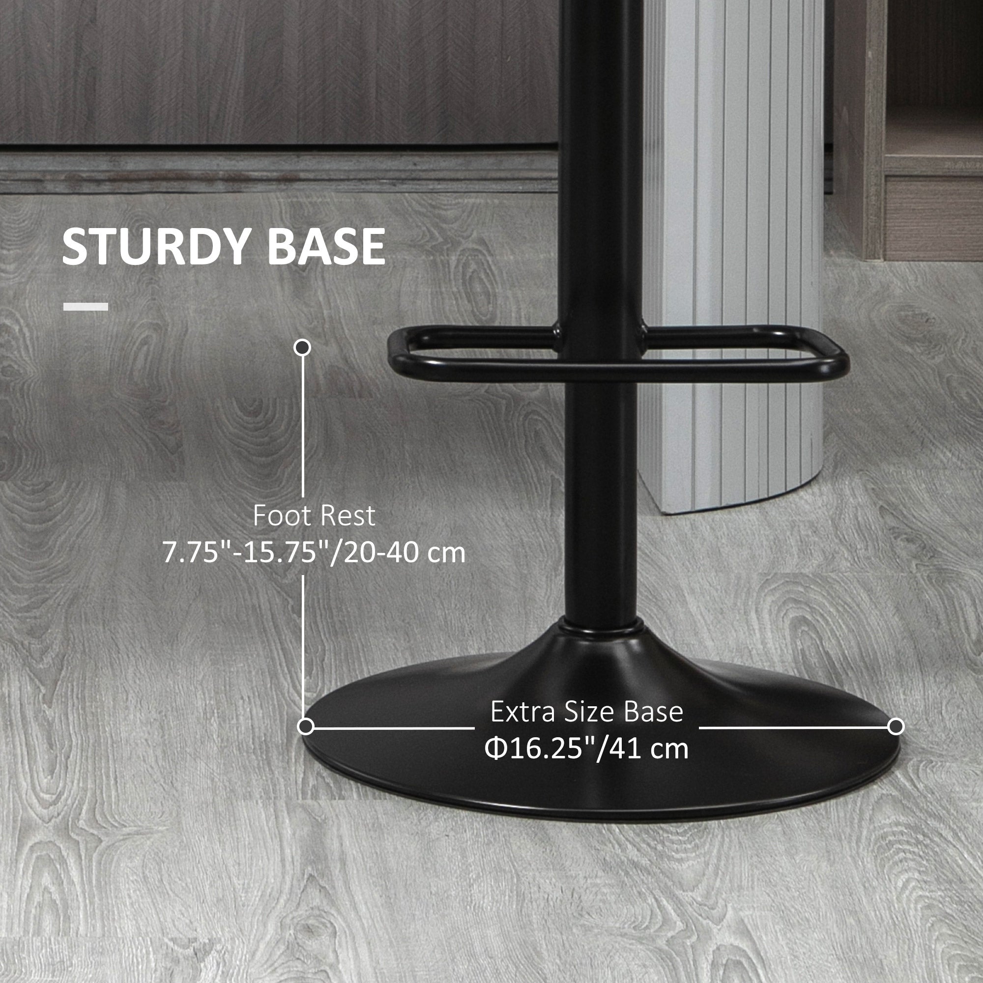 Swivel PU Leather Bar Stools - Set of 2 Adjustable Black-DECOROLALA
