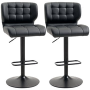 Swivel PU Leather Bar Stools - Set of 2 Adjustable Black-DECOROLALA