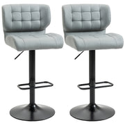 Swivel PU Leather Barstools Set of 2 - Grey Adjustable Stools-Home Furnishings > Kitchen & Dining Furniture > Bar Stools-DECOROLALA