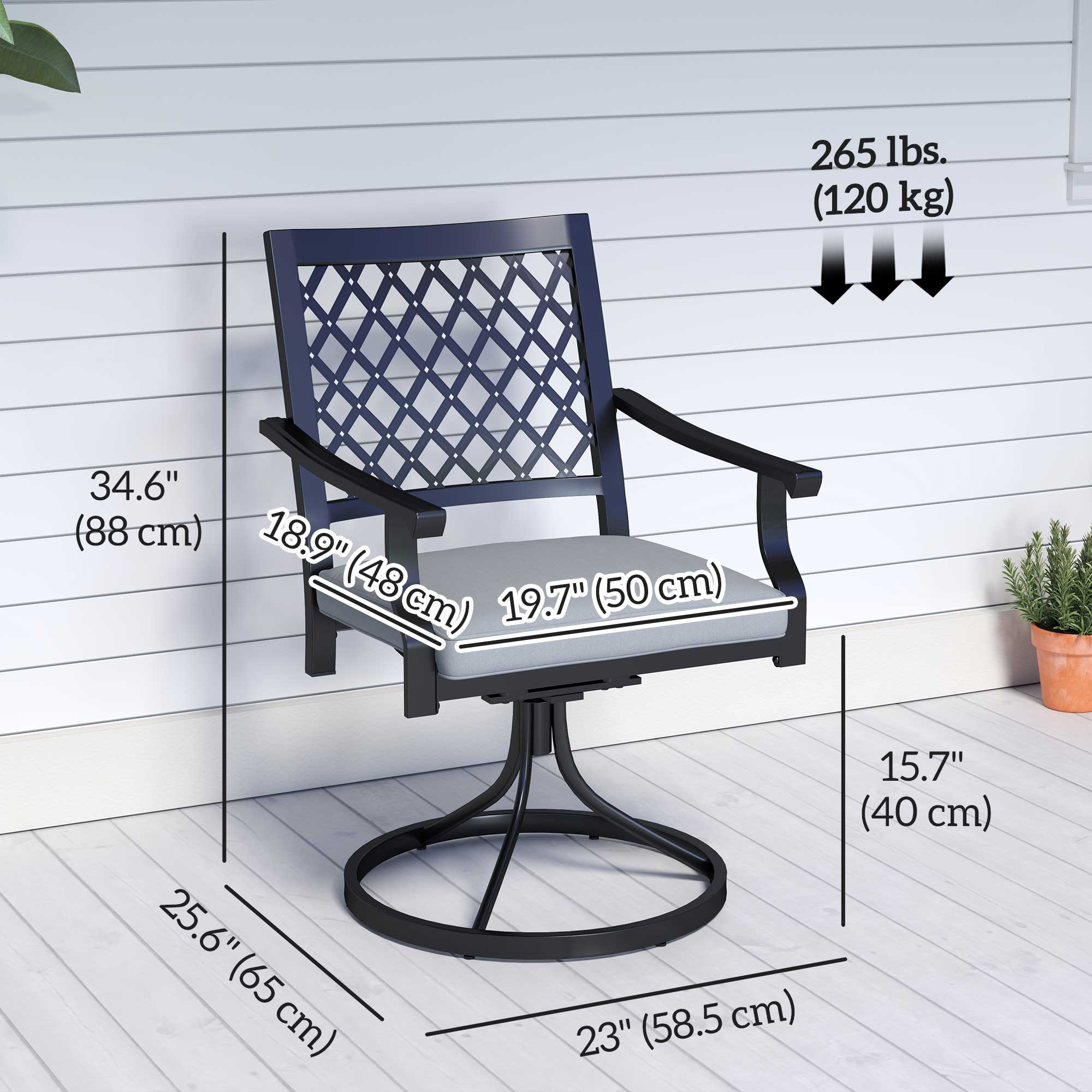 Swivel Rocker Patio Chairs Set of 2 - Black-DECOROLALA