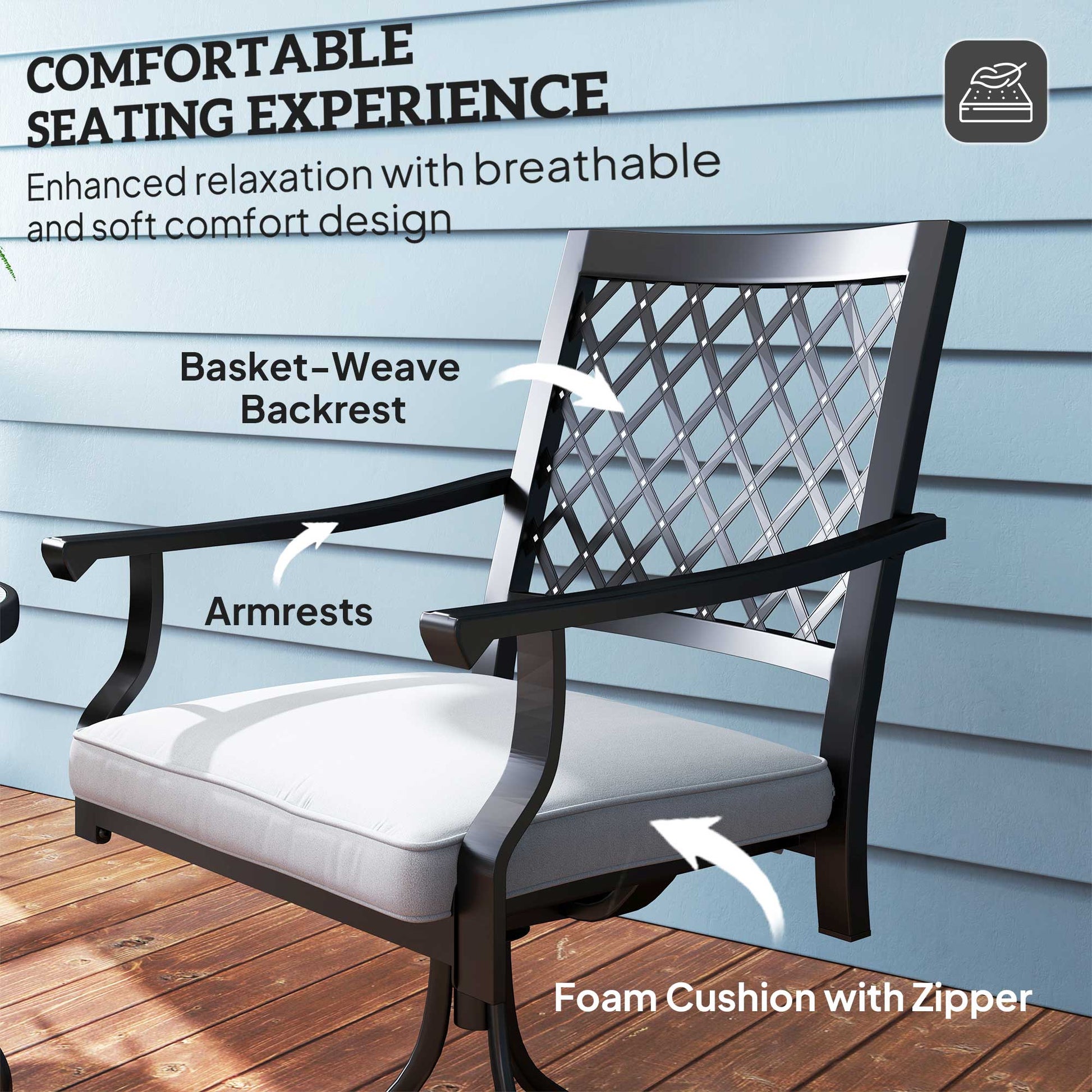 Swivel Rocker Patio Chairs Set of 2 - Black-DECOROLALA