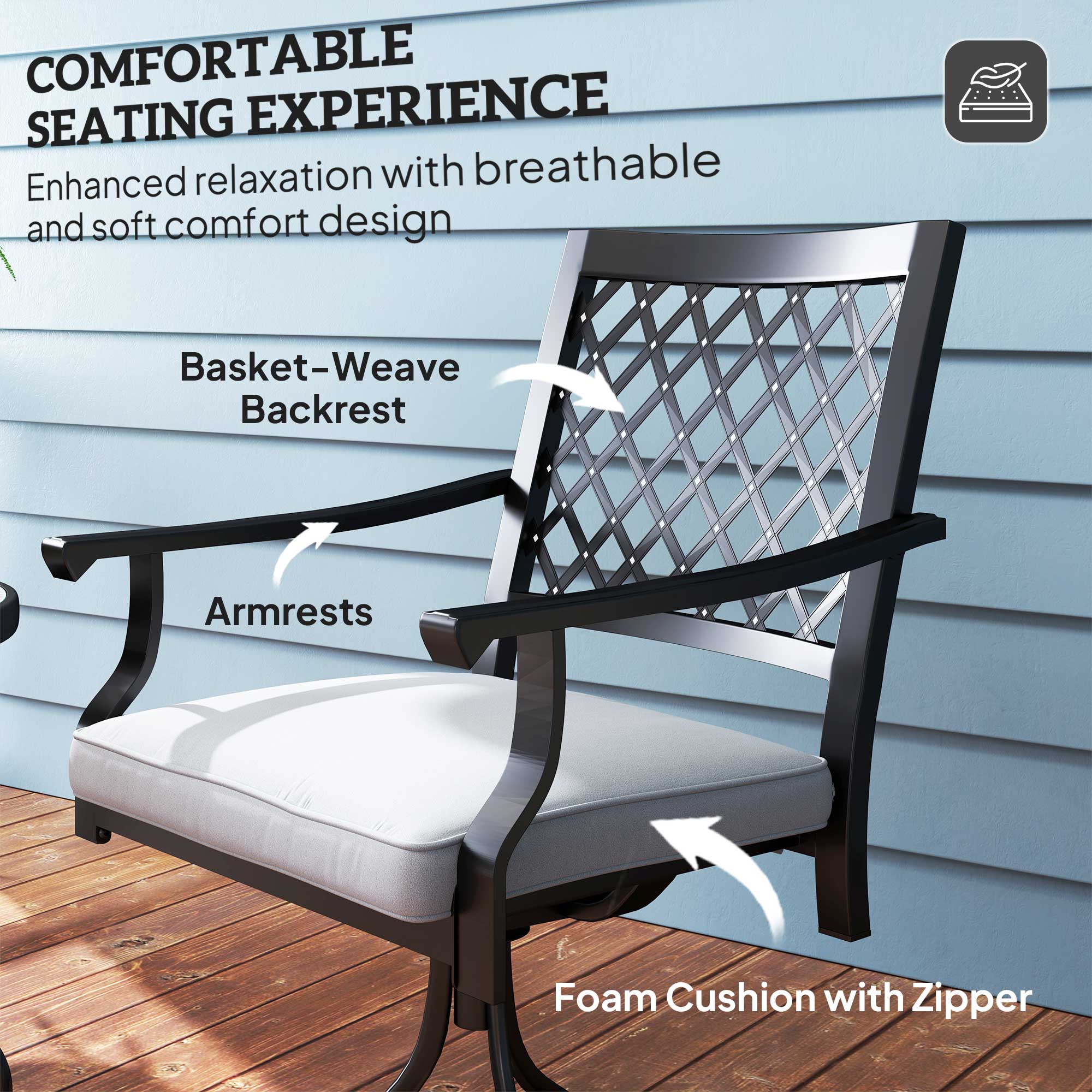 Swivel Rocker Patio Chairs Set of 2 - Black-DECOROLALA