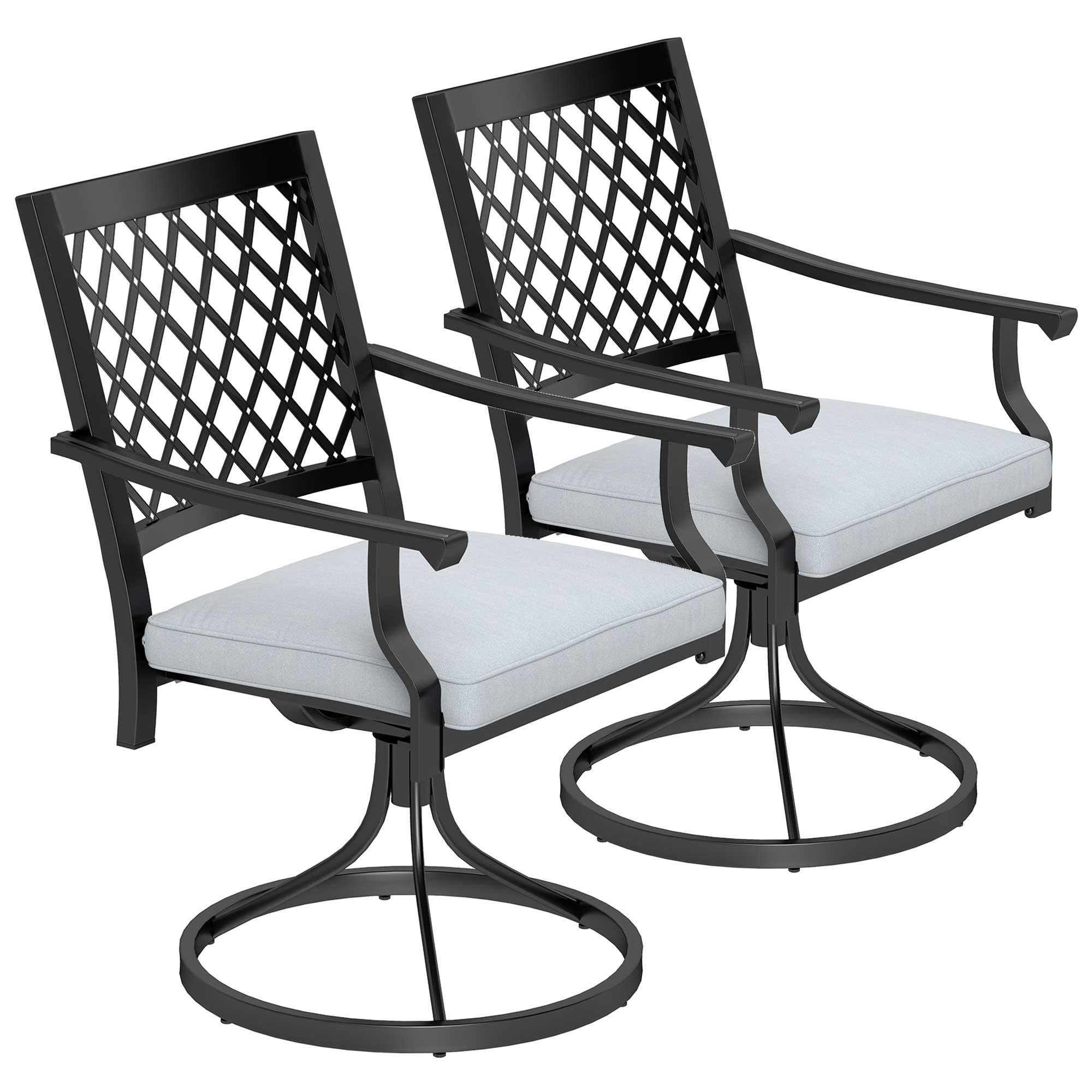 Swivel Rocker Patio Chairs Set of 2 - Black-DECOROLALA