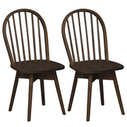 Swivel Windsor Dining Chairs Set of 2 with Solid Rubber Wood Frame-Walnut-Dining Chairs-DECOROLALA
