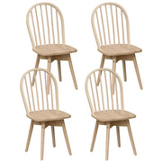 Swivel Windsor Dining Chairs Set of 4 with Solid Rubber Wood Frame-Natural-Dining Chairs-DECOROLALA