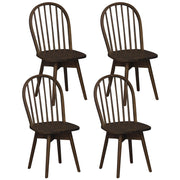 Swivel Windsor Dining Chairs Set of 4 with Solid Rubber Wood Frame-Walnut-Dining Chairs-DECOROLALA