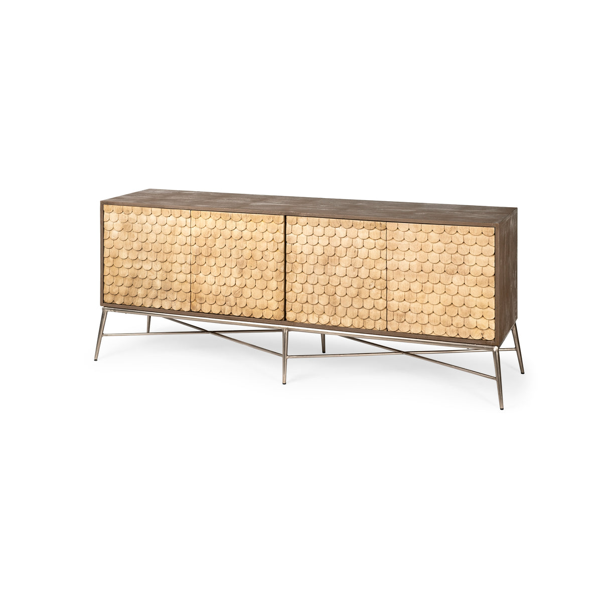 Swordfish Two-Tone Brown Wood Sideboard-Sideboards & Buffets-DECOROLALA