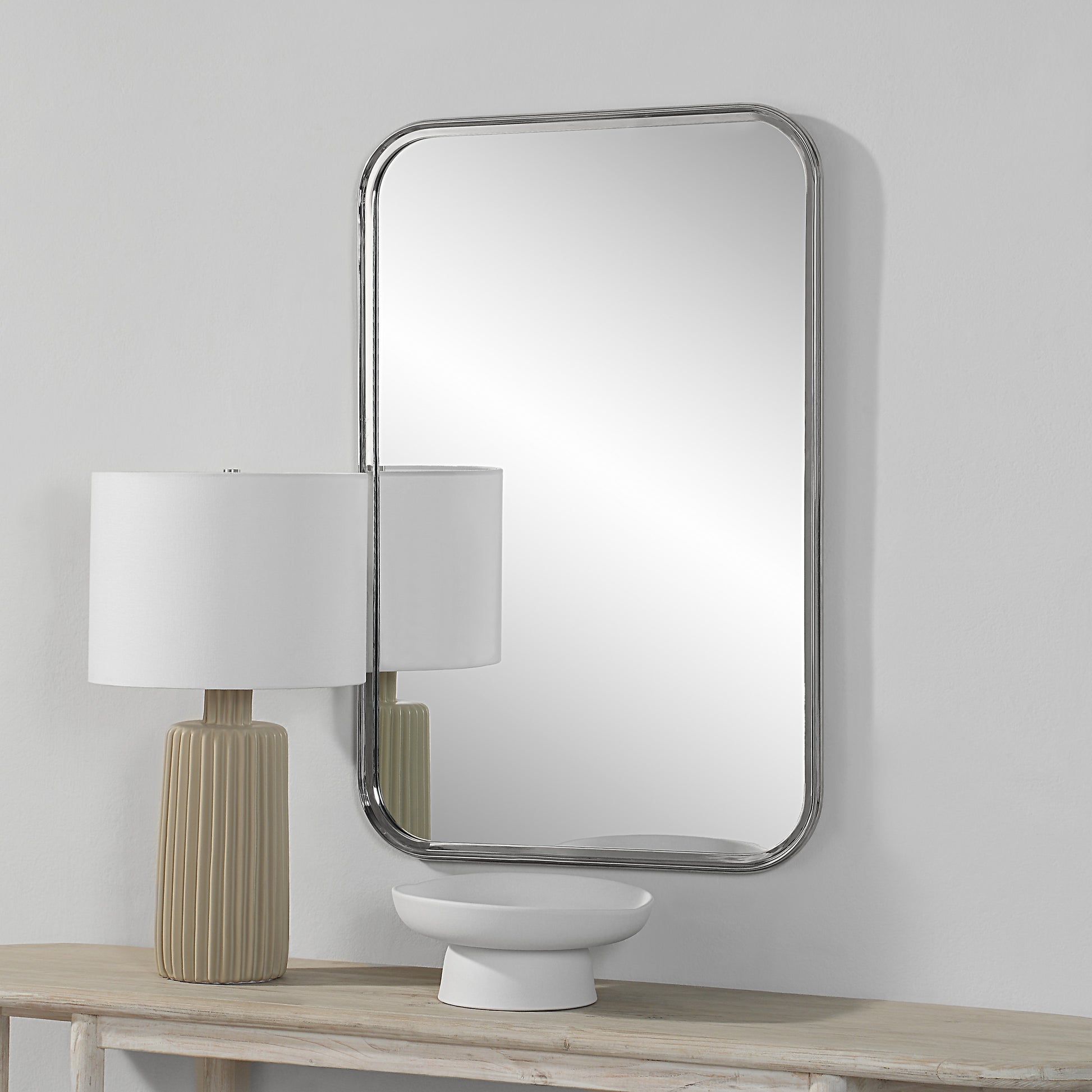 Sylvie 36" Tall Rectangle Wall Mirror, Grey-Mirror-DECOROLALA